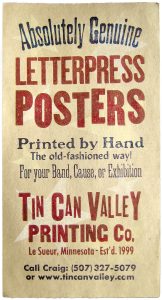 Tin Can Valley Letterpress Gig Poster